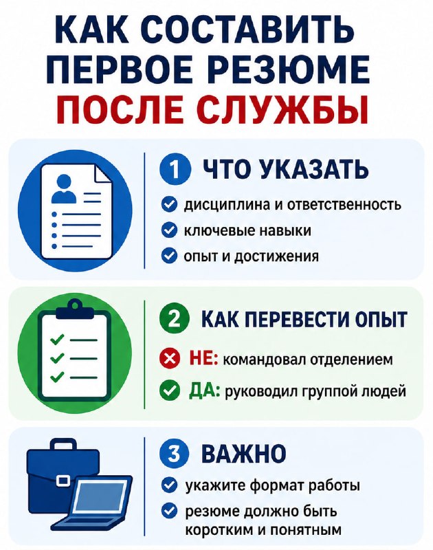 Как составить первое резюме после службы