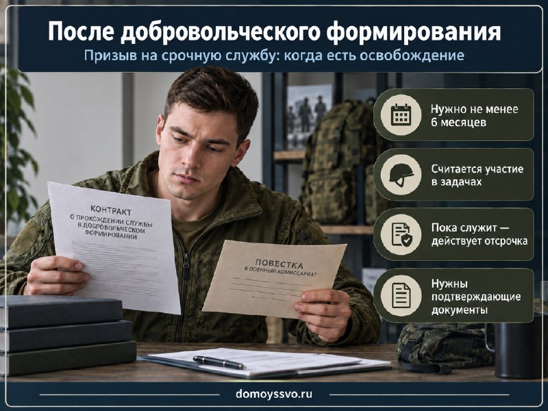 После добровольческого формирования пришла повестка на срочную службу: обязаны ли призывать?